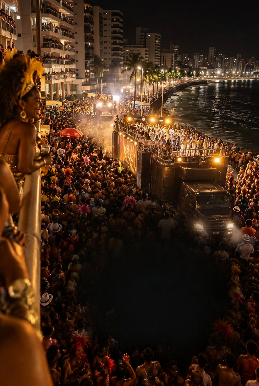 Carnaval de Salvador no circuito de Ondina à noite